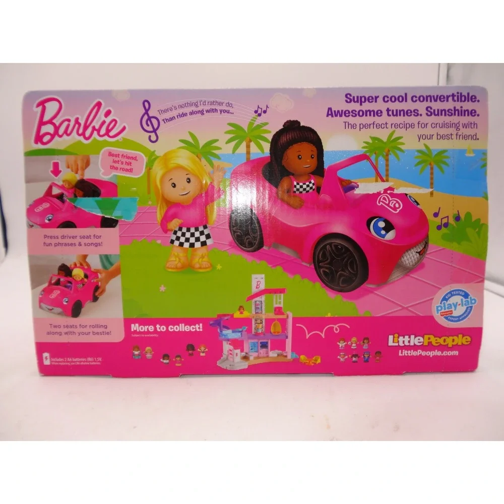 Fisher-Price Little People Barbie Convertible Toy Car with Music Sounds & 2 Figs
